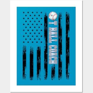 T-BALL COACH BLACK AMERICAN FLAG SILVER Posters and Art